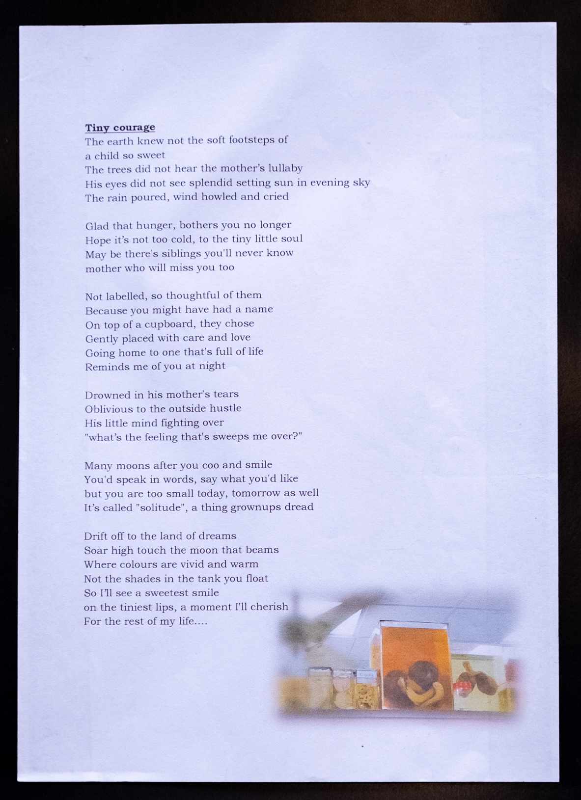 ‘Tiny courage’ by Dr Pilapitigedara Mudiyanselage Madhusha Pilapitiya