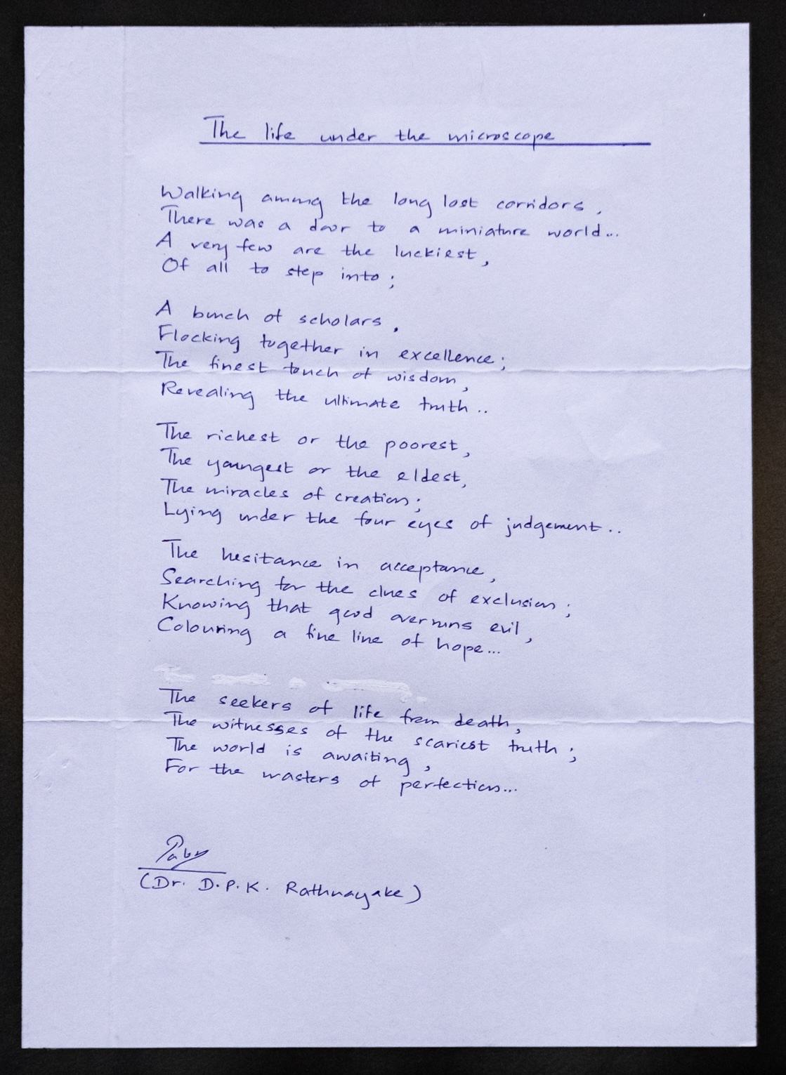 ‘The Life Under’ The Microscope by Dr Diyunugalge Paba Kumari Rathnayake